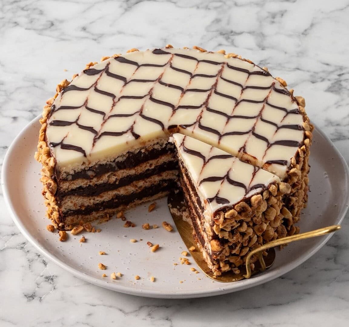 Hazelnut and Chocolate Layer Cake (Hungarian Esterházy Torte) 🇭🇺 e05875166cc11e70a0e5cd3b30c7c529